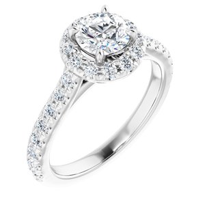 14K White 6.5 mm Round Forever One™ Moissanite & 7/8 CTW Diamond Engagement Ring
